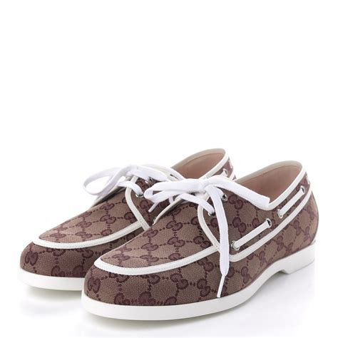 gucci leopard print boat shoes|gucci canvas boat shoes.